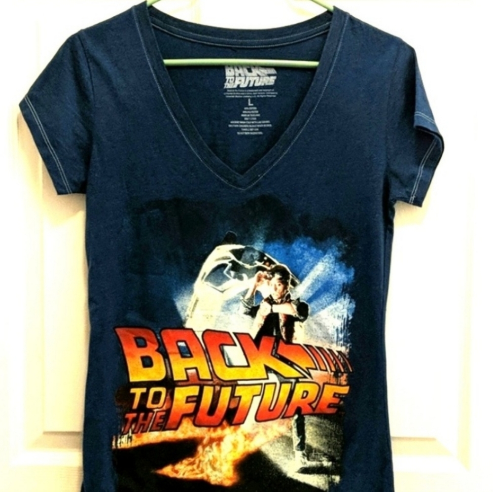 Juniors back to the future v-neck